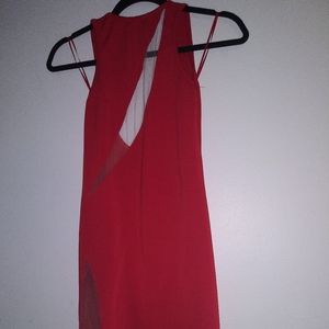 NWOT Red Sexy Satin Cutout Design Mini Dress